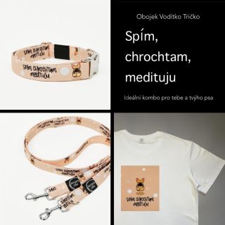 Obojek, vodítko a tričko, všechno v jednom stylu🔥 Přesně to je naše kombo Spím, chrochtam, medituju! 😻 Slaď se se svým...